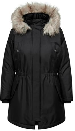 ONLY CARMAKOMA Womens Carirena Parka Coat OTW Anorak, Black, M-46/48, Schwarz, 46-48 Große Größen