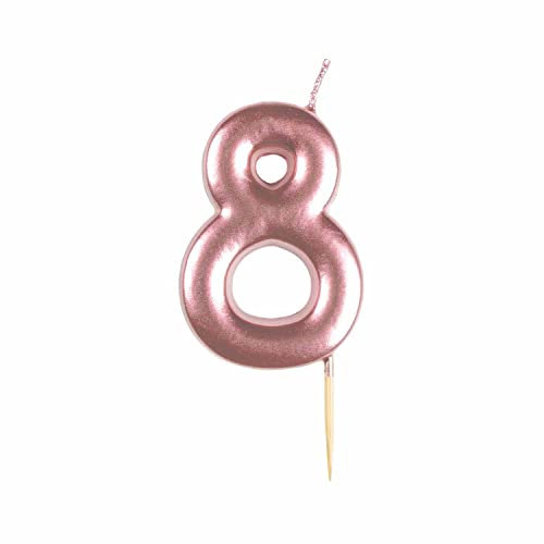 amscan 9911553 Rose Gold Numerical Candle 8