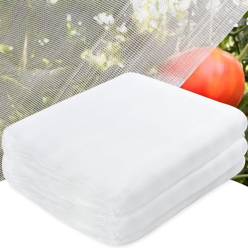 Powmag Insektenschutznetz, Kulturschutznetz, Gemüseschutznetz 3x5m, Garten Insekten Kulturschutznetz Feinmaschig, für Gemüse, Obst, Blumen, Pflanzen (weiß)