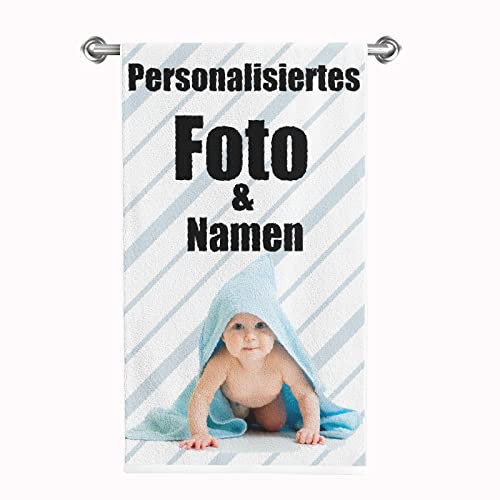 ClarenceAs Personalisierter Handtuch mit Foto oder Namen, Saunahandtuch Premium Saunatücher Saunatuch Individueller Badetuch Strandtuch (100 x 50 cm)