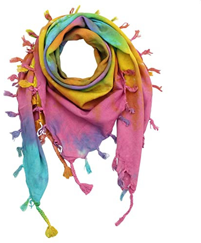 Superfreak Baumwolltuch fein & dicht gewebt - Rainbow Spiral - mit Fransen - 100x100 cm - 100% Baumwolle