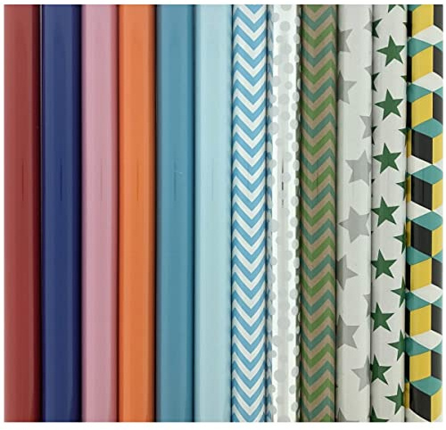 Sortiment mit Uni Farben und Alltag Geschenkpapier Geschenkpapier HO111-200 x 70-6 Rollen