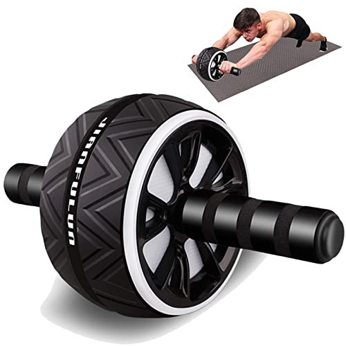 Wheel Roller Bauchroller, Abdominal Roller Doppelrad Set Bauchtrainer Bauch Weg Trainer mit Kniematte für Rollout Übung Fitness Bauchmuskeltraining, Weiß