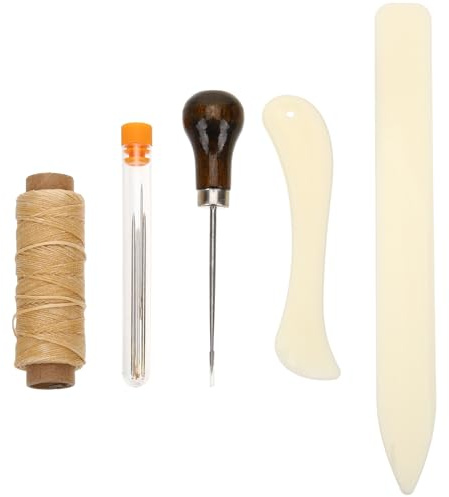 VICASKY Bone Folder Tapestry Needle 1 Set Bookbinding Tools Kit Bookbinding Supplies Hand Bookbinding Tools with Large-Eye NeedlesWax Thread Book Binding Materials Tapestry Needle