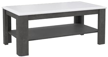 Belhome Table Basse béton Gris foncé & Blanc - Monaco