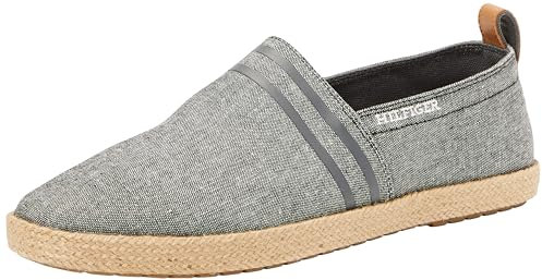 Tommy Hilfiger Espadrillas Uomo Basic Tommy Flat Scarpe in Tela, Nero (Black), 44