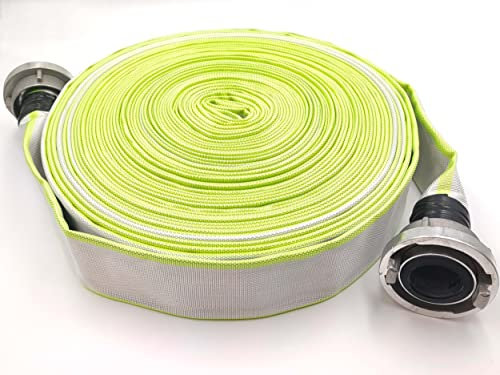 schlauchmeister 24 | Tuyau industriel plat de pompier 2 | 50 mètres | Storz | Robuste, imputrescible et enroulable à plat | 10 bar | Pour pompes submersibles ou eaux usées