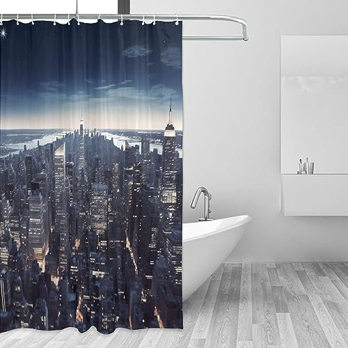 RLDOBOFE Rideau de douche pour salle de bain avec 12 crochets - Rideau de douche imperméable New York City 1 - Décoration de salle de bain - Doublure de douche pour baignoire - 183 x 183 cm