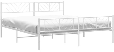 vidaXL Bettgestell mit Kopf- und Fußteil Metall Weiß 180x200 cm