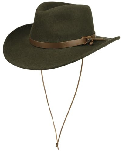 Bailey 1922 Litefelt Westernhut Wollhut Wollfilzhut Regenhut Outdoorhut Cowboyhut Damen/Herren - Made in USA mit Kinnband Winter Herbst-Winter - S (54-55 cm) Oliv