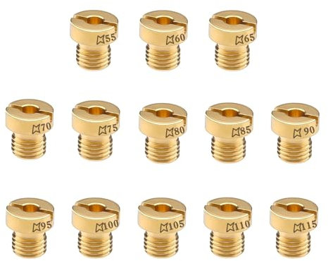13 Stück Vergaser Düsen M5 Vergaserdüsen Hauptdüsenset Satz Vergaser Düse（55-115） 55，60，65，70，75，80，85，90，95，100，105，110，115 Gasdüsen für Gasgrill für Roller Motorrad Schaltmoped