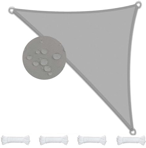 Sonnensegel Wasserdicht 2X2X2.8M Dreieck Rechtwinklig Viele Farbe und Größe Balkon Sonnensegel 98% UV Schutz Sonnenschutz Markise Reißfest Wetterfest mit D Ring und Kordel für Terrasse Garten