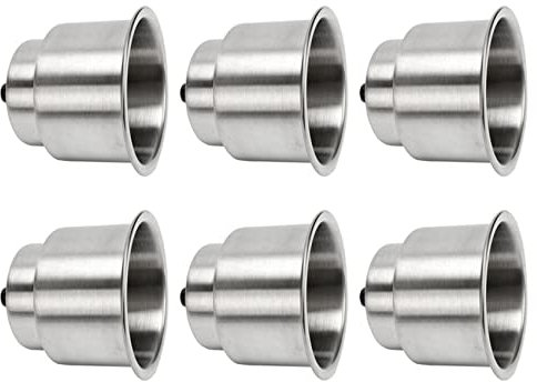 TsoLay 6 portabicchieri in acciaio spazzolato con scarico nautico