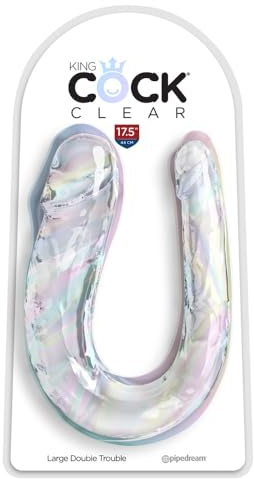 King Cock Large Double Trouble, Clear, 44 cm