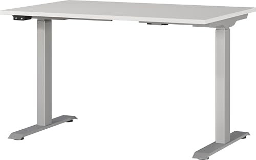 Germania Schreibtisch 7907-583, in Lichtgrau/Silber, EL. höhenverstellb., 120 x 120 x 80 cm (BxHxT)