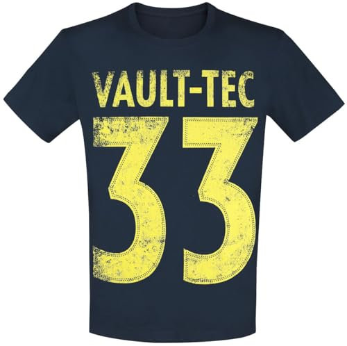 Fallout Vault-Tec 33 Männer T-Shirt blau M 100% Baumwolle Fan-Merch, Gaming