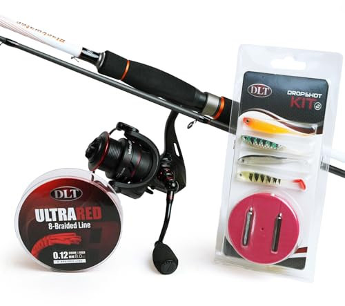 DLT Dropshot Angelruten-Set komplett 2,70 m - 7-32 g - Raubfisch-Angelset - inkl. Köder
