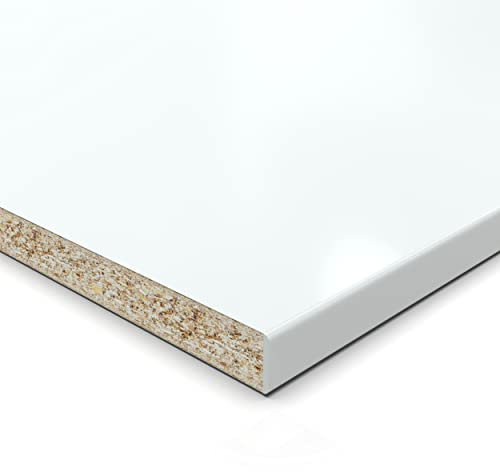 Panneau de particules de 28 mm, découpe blanche, revêtement en résine mélaminée, longueur jusqu'à 200 cm, panneaux décoratifs, découpe avec revêtement au choix : 10 x 20 cm (bord ABS côté long)