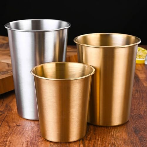 Edelstahl-Bierbecher, 500 ml, für Camping, Party, Kaffee, Whisky, Material (Silber 240 ml)