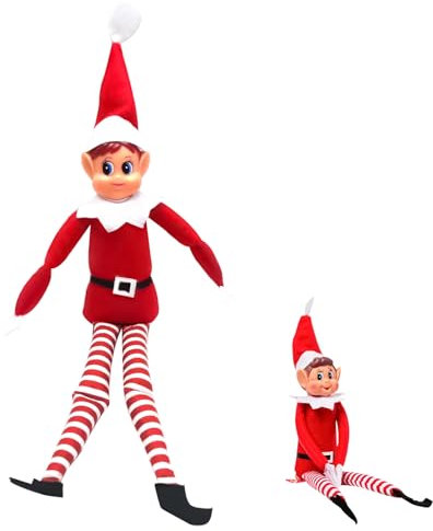 Weihnachtself Weihnachtselfen Wichtelpuppe, Elfie (Junge) Elvie (Mädchen) Lustige und Verspielte Elfen Verhalten Sich Schlecht Groß Figuren mit Weichem Körper für Weihnachtsspielzeug Xmas-Big3-Girl