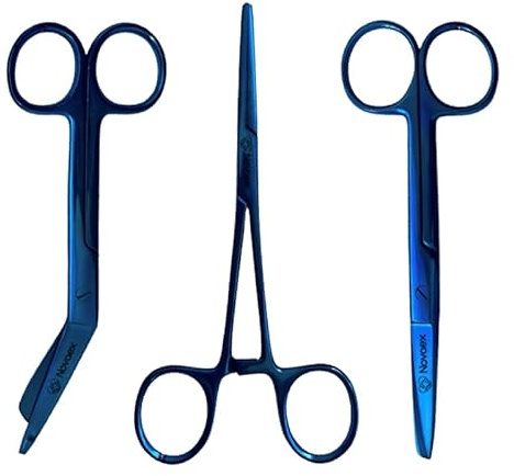 Pflegescheren-Set Deep Blue – MDR-Zertifikat – Verbandschere – Schere – Kocher – Pflegezubehör – Krankenschwester-Geschenk
