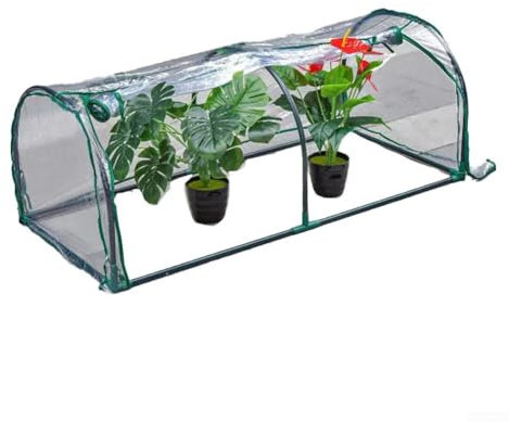 Zilimontt Mini serra per piccole piante, 120 x 60 x 50 cm, per interni ed esterni, tenda da giardino, serra per piante da esterno, con copertura in plastica trasparente in PVC (senza staffa)