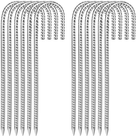 12 Pezzi Picchetti Tenda,Picchetti Giardino di Ancoraggio,Ancoraggi a Terra da 30 cm,Picchetti per tenda, ganci a J per Picnic Campeggio Escursionismo Pesca, tende, capannoni,trampolini