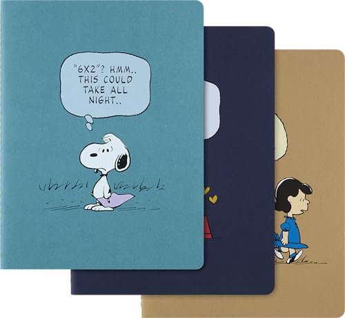 Moleskine Peanuts Cahier Journal, Set 3 Quaderni a Righe, Con Copertine Flessibili e Segnalibro A Tema, 16 Fogli Staccabili, Formato XL 19 x 25 cm