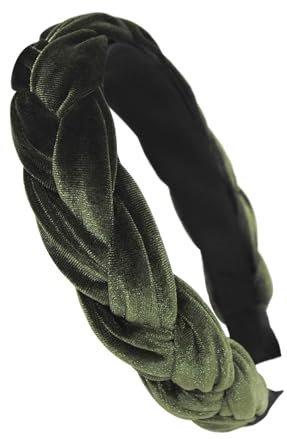 axy Trachten Haarreif geflochten fürs Dirndl Samt Flechtoptik Damen Stirnband Haarschmuck Haarreifen Hairband HRZ3 (Grün)