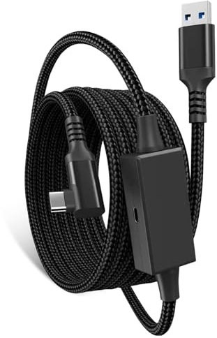 Cable Link de 5m, USB 3.0 a USB C Cable, Compatible con Q-uest2 / P-ico 4, Transferencia de Datos de PC de Alta Velocidad con 5 Gbps, USB3.2 gen1 a USB C Accesorios de Cable para Auriculares VR y PC