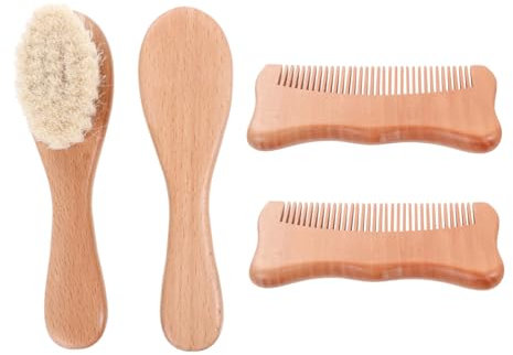 LRXIYODE 1juego Peines y Cepillos De Madera Natural Para Cuidado De Bebés Cepillos Peines Para Cabelludo Cuidado y Para Recién Nacidos