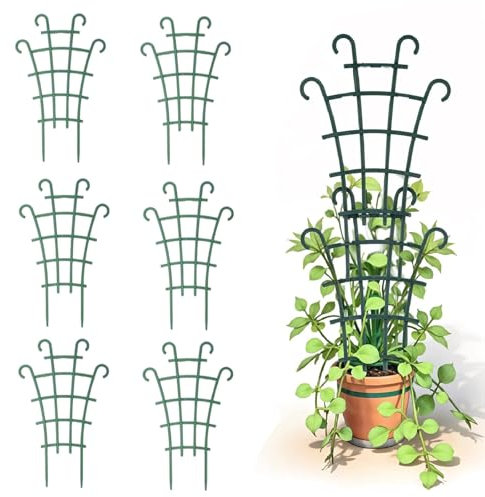 6Pcs Climbing Plants Support Trellis Mini Pot Support Stand Gardens Plant Pot Trellis for Climbing Plants, Superimposed Indoor Climbing Trellis Houseplant Supports 10 x 6 Inch
