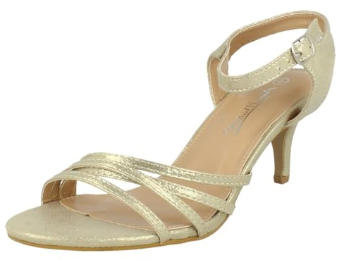 Spot On Ladies Anne Michelle Wide Fit Evening Sandals with Buckle Ankle Strap F6R042