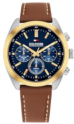 Tommy Hilfiger Chronograph Quartz Watch for Men with Stainless Steel Bracelet or Leather Strap