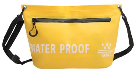 KQDRAVINE wasserdichte Tasche, Dry Bag 20x32cm, wasserdichte Tasche Gelb, Leichter Sack für Schwimmen Strand Fitness Outdoor Schwimmtasche Bootfahren für Damen und Herren mit Schultergurt