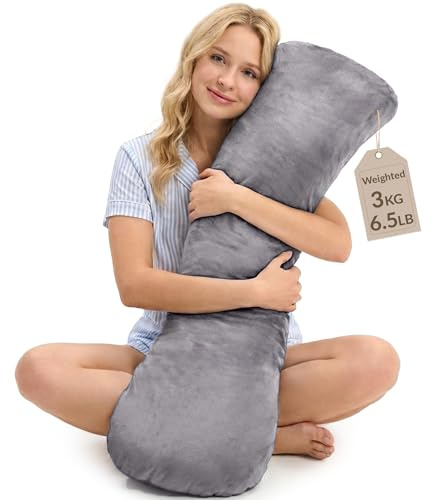 ODOXIA Gewichtskissen für Erwachsene 3 KG | 104 * 30 cm | Schlaf Besser & finde Ruhe | Weighted Body Pillow | Hugging Pillows für Erwachsene & Kuschelkissen für Fokus | Weicher & Waschbarer