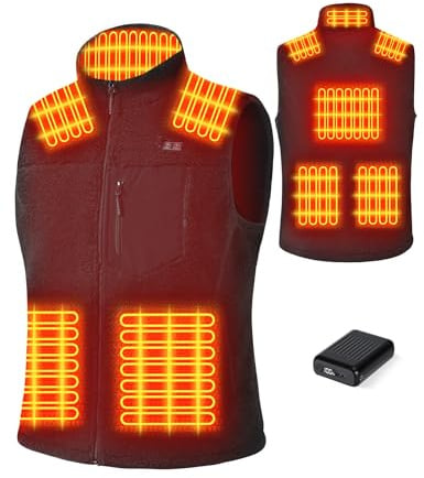 Toastiv Gilet Chauffant Homme avec Batterie 18400mAh 7,4 V，Polaire Gilet Chauffant, 8 Zones Chauffantes Lavable Veste Chauffante Électrique Hiver