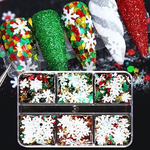 Nagelsticker Weihnachten, Nagelsticker Schneeflocken, Nagelaufkleber Weihnachten, Nagelstickers Winter, Schneeflocken Sticker für Damen DIY Nail Art, Gesicht, Handyhüllen, Karten (E)