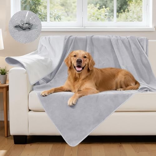 Wasserdichte Hundedecke & Katzendecke mit 3-Schicht Nassschutz, 102x152cm | Reversible Kuscheldecke für Sofa, Couch und Bett, schützt vor Feuchtigkeit und Flecken, für Paare und Haustiere