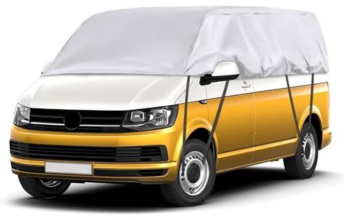 Autoabdeckung Ersatz für VW T5 T6 SWB, Silber Halbgarage Wasserdicht | Sonnenfest Hälfte Autoabdeckung UV Beständige Halbe Auto Abdeckplane Staubdicht Schneefest Outdoor Indoor
