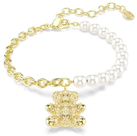 Swarovski Idyllia Armband, Kristallperle, Rundschliff, Teddy, Goldfarben, Goldlegierungsschicht