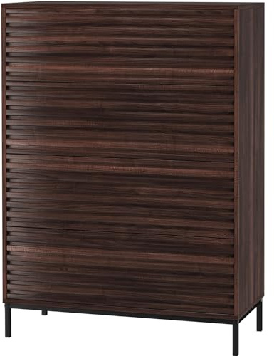 Celine Kommode mit 4 Schubladen aus Spanplatte in Walnuss-Optik (BxTxH) 80x35x110 cm