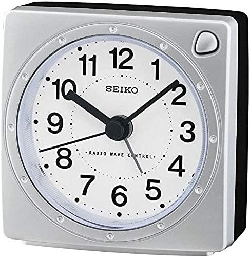 Seiko Réveil Radio-piloté en Plastique, argenté, S, Réveil Radio-piloté