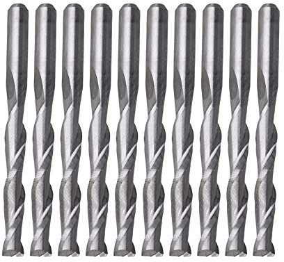 BQLZR 10PCS Double Flute Spiral CNC Router Bits Coat Flat End Mill Wood Acrylic Drill Multipurpose Auger Total Length 0.87 Inch Diameter 0.13 Inch