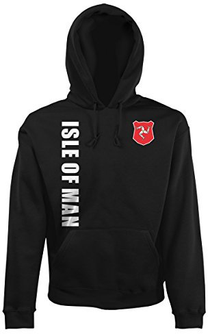 AkyTEX Isle of Man EM-2020 Hoodie Wunschname Wunschnummer Schwarz XL