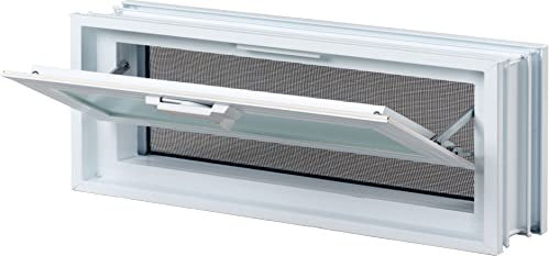 Ventana de ventilación (579x189x80 mm) Blanco en lugar de 3 bloques de vidrio tamaño 19x19x8 cm - con mosquitera