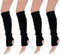 krautwear® Damen Mädchen 4x Ballettstulpen mit Fersenloch Beinwärmer Ballett Stulpen Legwarmer Armstulpen ca. 55 cm 80er Jahre 1980er Jahre schwarz weiss Neon Pink Grün Gelb Orange (4x schwarz)