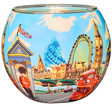 Plaristo London Life Teelichthalter, Glas Polymer-Ton, Mehrfarbig, 11 cm