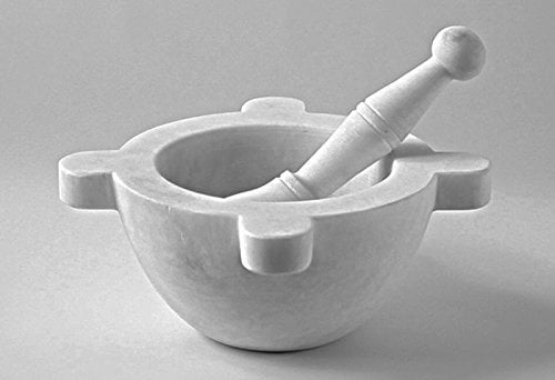Cbam Mortaio Marmo Bianco Marbre Blanc de Carrare Mortier avec pilon Home Design vintage fabriqué en Italie 20 cm