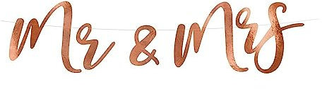 partydeco.pl 1 Girlande/Banner mr & mrs in Roségold